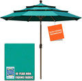 EliteShade 9Ft 3-Tier Market Umbrella Teal - 10-Year Non-Fading Fabric