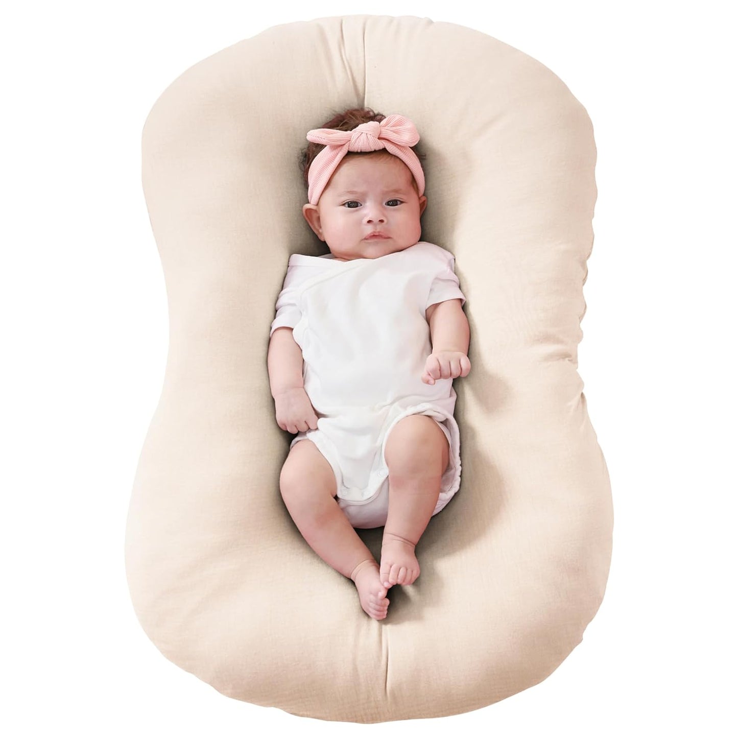 Soft Beige Muslin Baby Lounger Cover