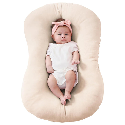 Soft Beige Muslin Baby Lounger Cover