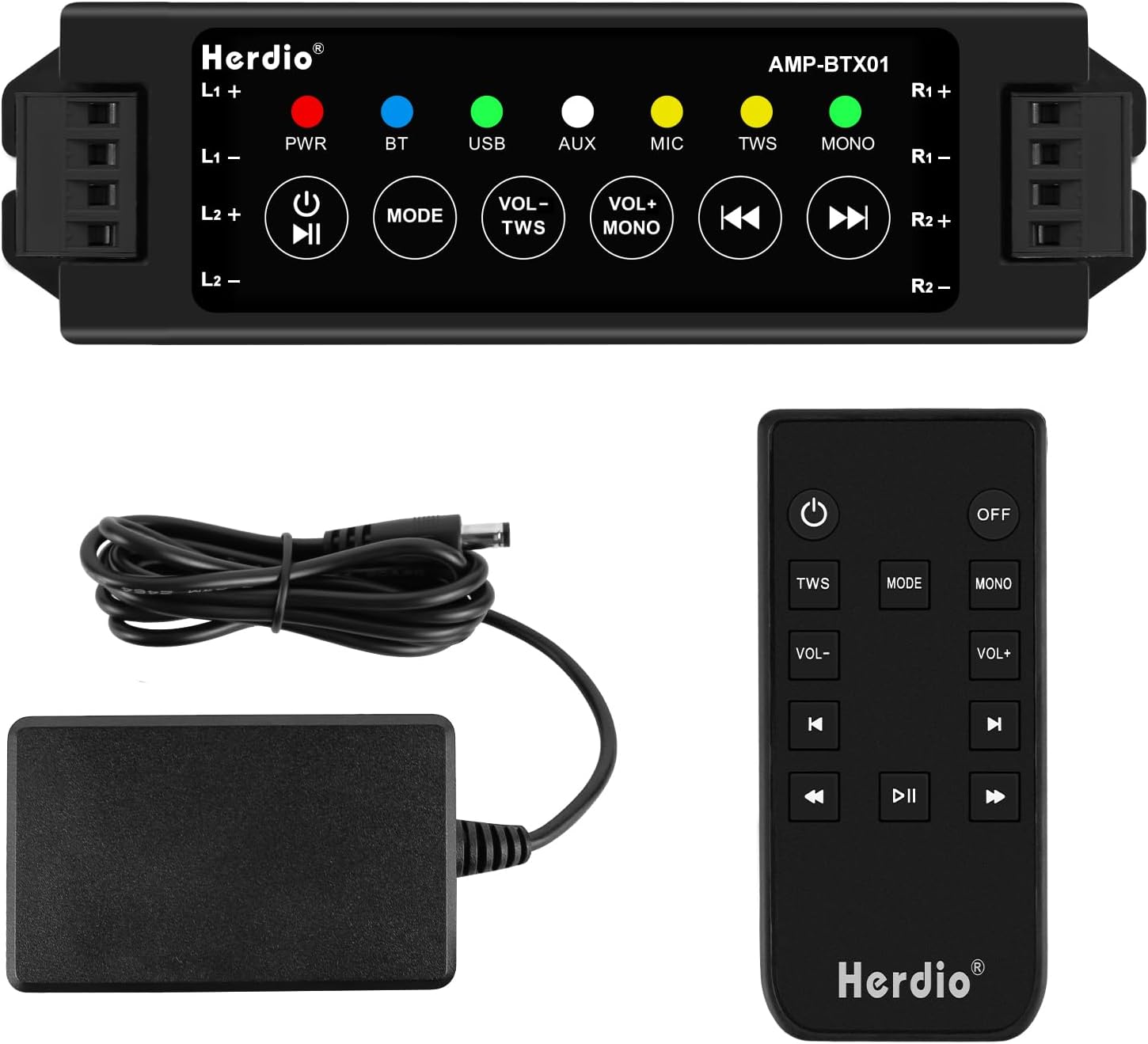 Herdio 4-Channel Bluetooth Amplifier Receiver for Home Use