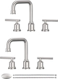 WOWOW Brushed Nickel Widespread Bathroom Faucet Set - Modern 2 Pack