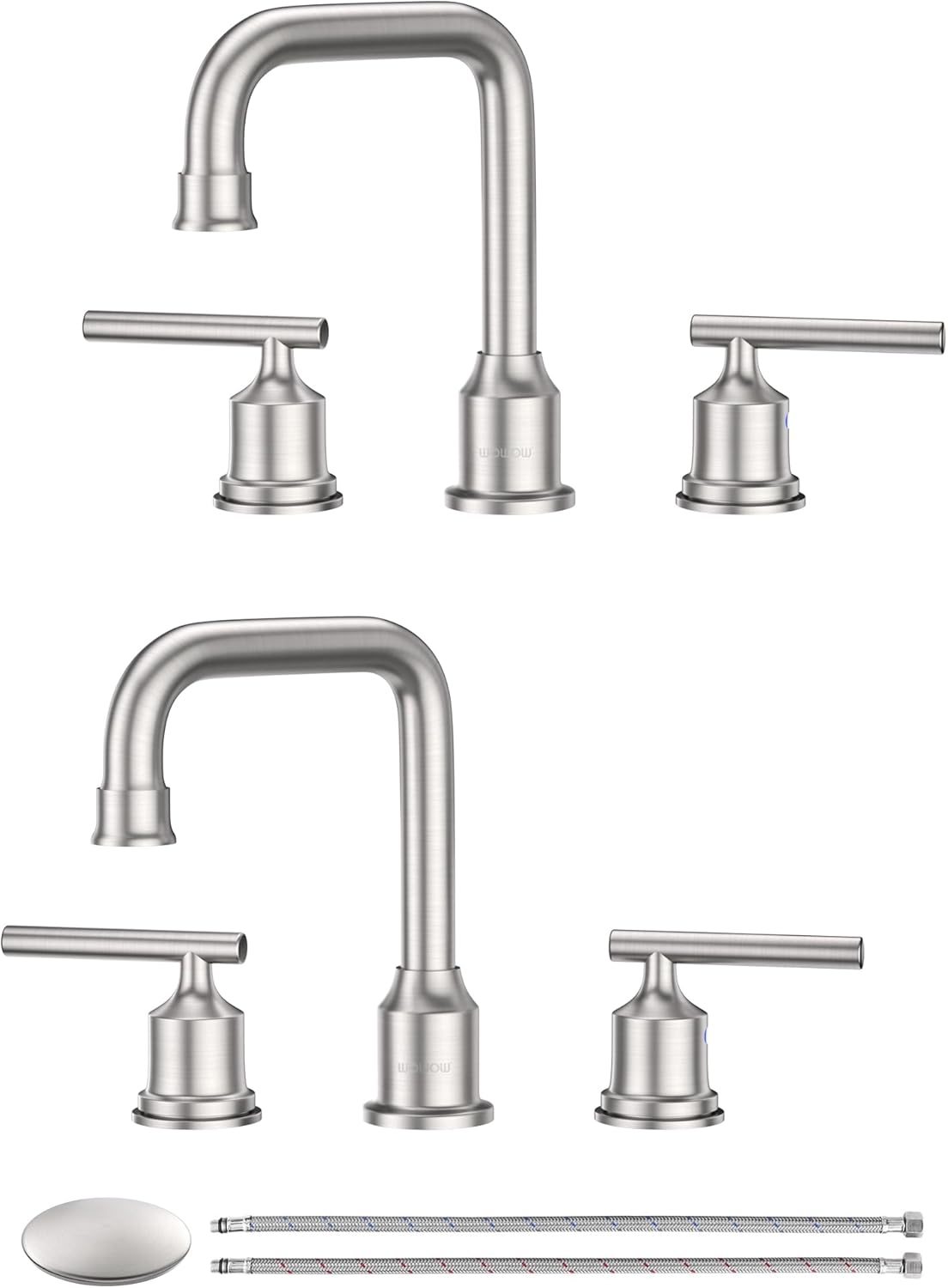 WOWOW Brushed Nickel Bathroom Faucet Set: Modern 2 Pack Design