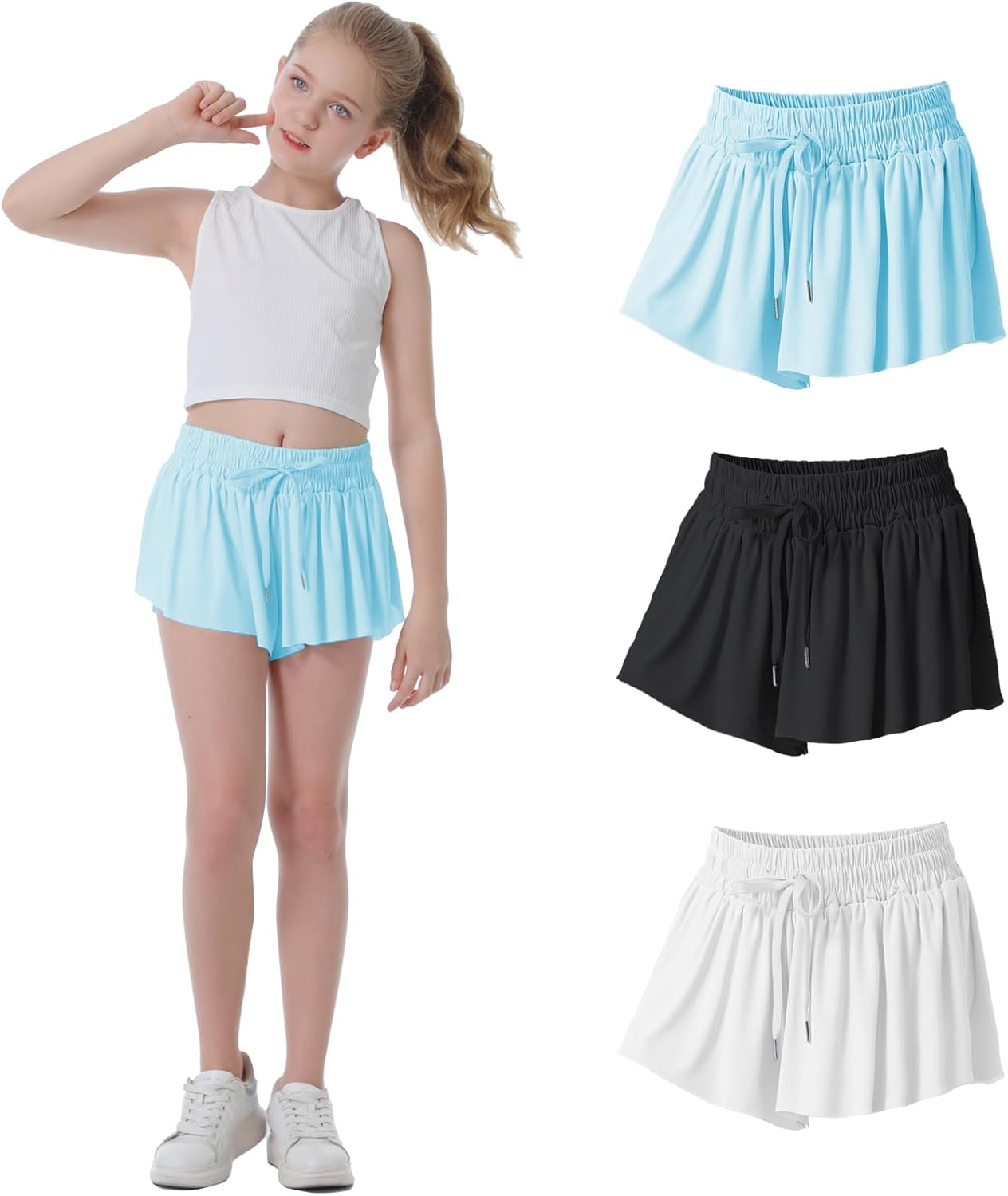 Flowy Shorts for Girls - Preppy Butterfly Athletic Shorts
