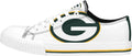 Women's Canvas Team Big Logo Low Top Sneakers - White Fan Shoes