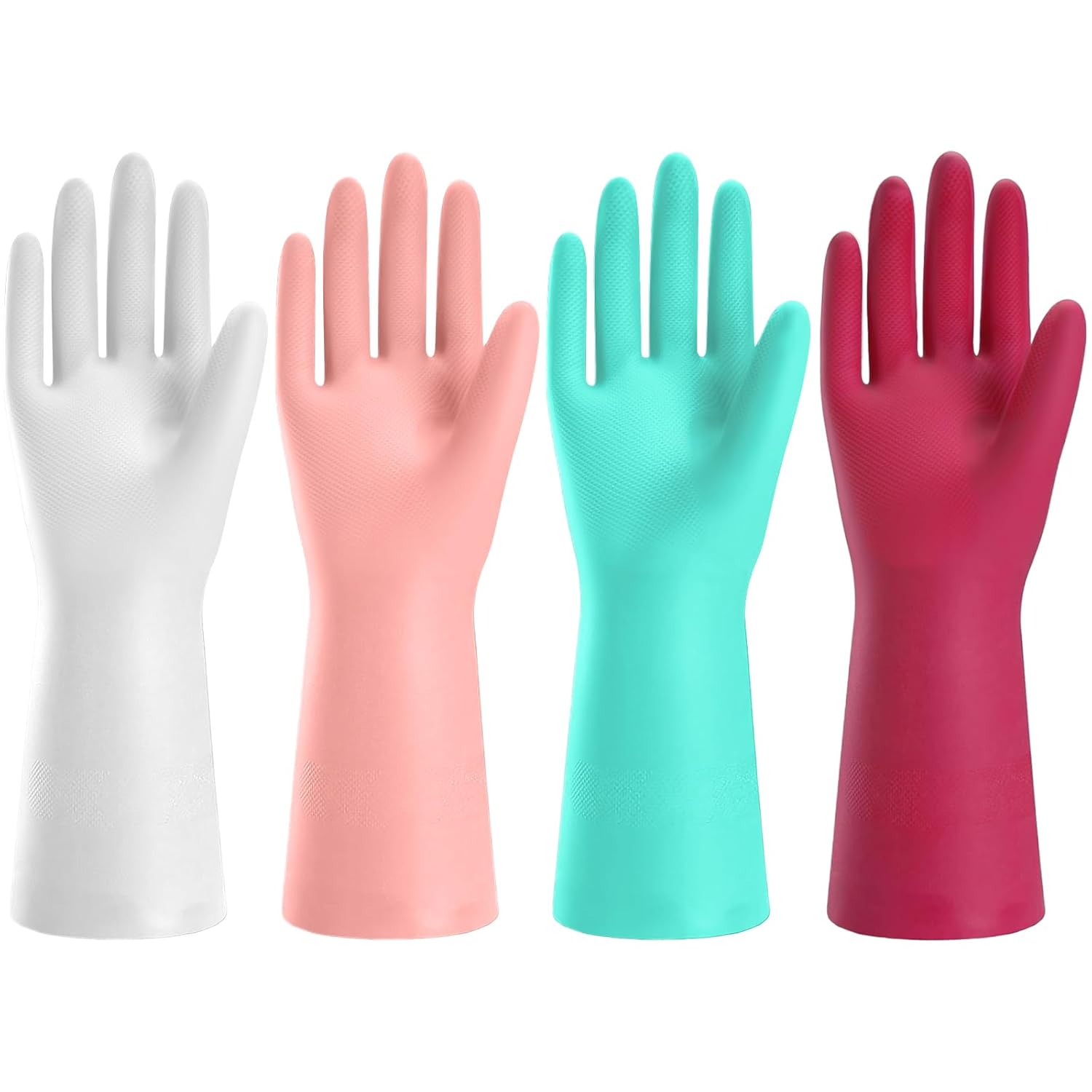 Non-Slip Latex-Free Cleaning Gloves: 4 Pairs for Washing