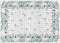 Blue Pumpkins Eucalyptus Leaves Fall Area Rug 5x7 ft - Low-Profile