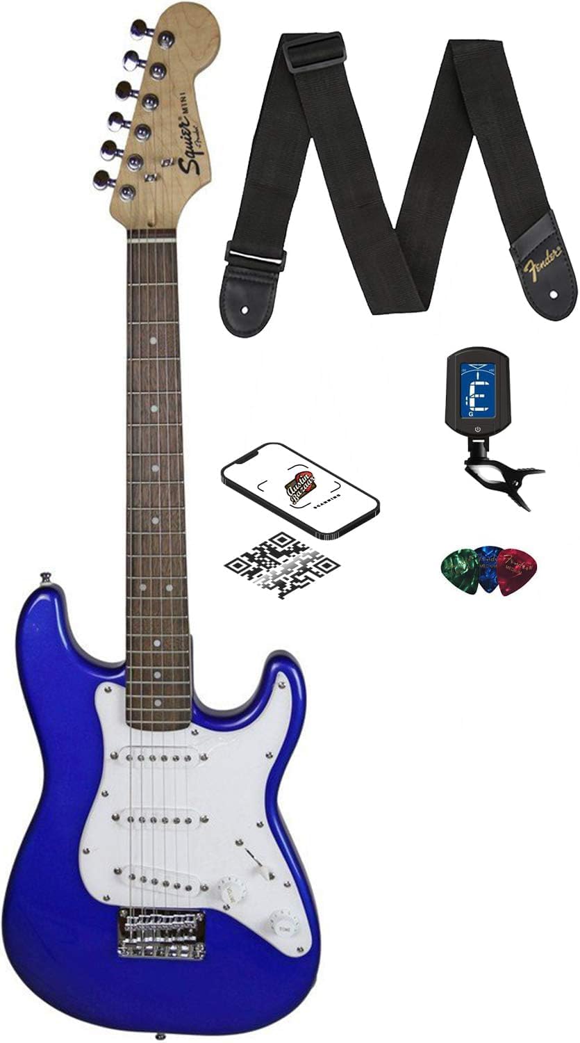 Fender Squier 3/4 Size Kids Mini Strat Electric Guitar Bundle