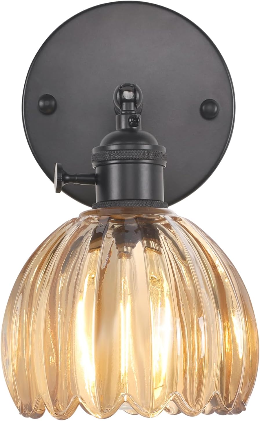 Vintage Wall Sconce with Amber Tulip Glass for Modern Spaces