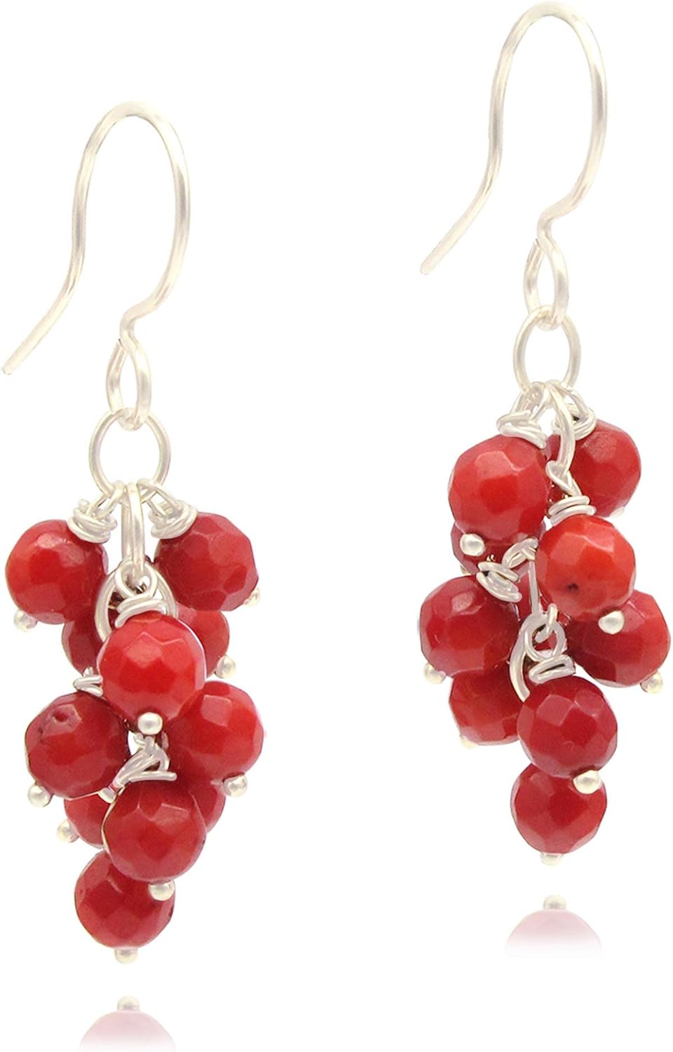 Genuine Gemstone Earrings Cluster Cascade Drop in Gold or Silver