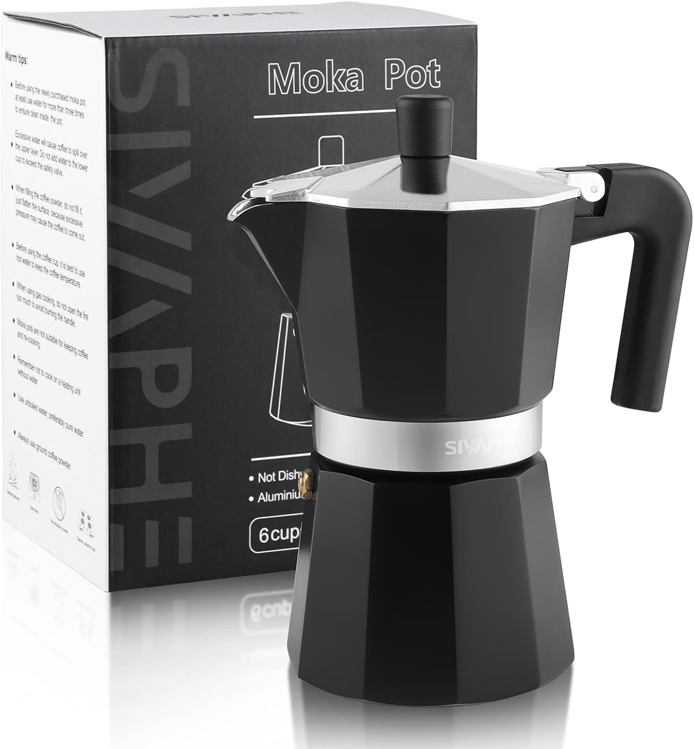 Sivaphe 6-Cup Aluminum Moka Pot - Brew Espresso Anywhere!