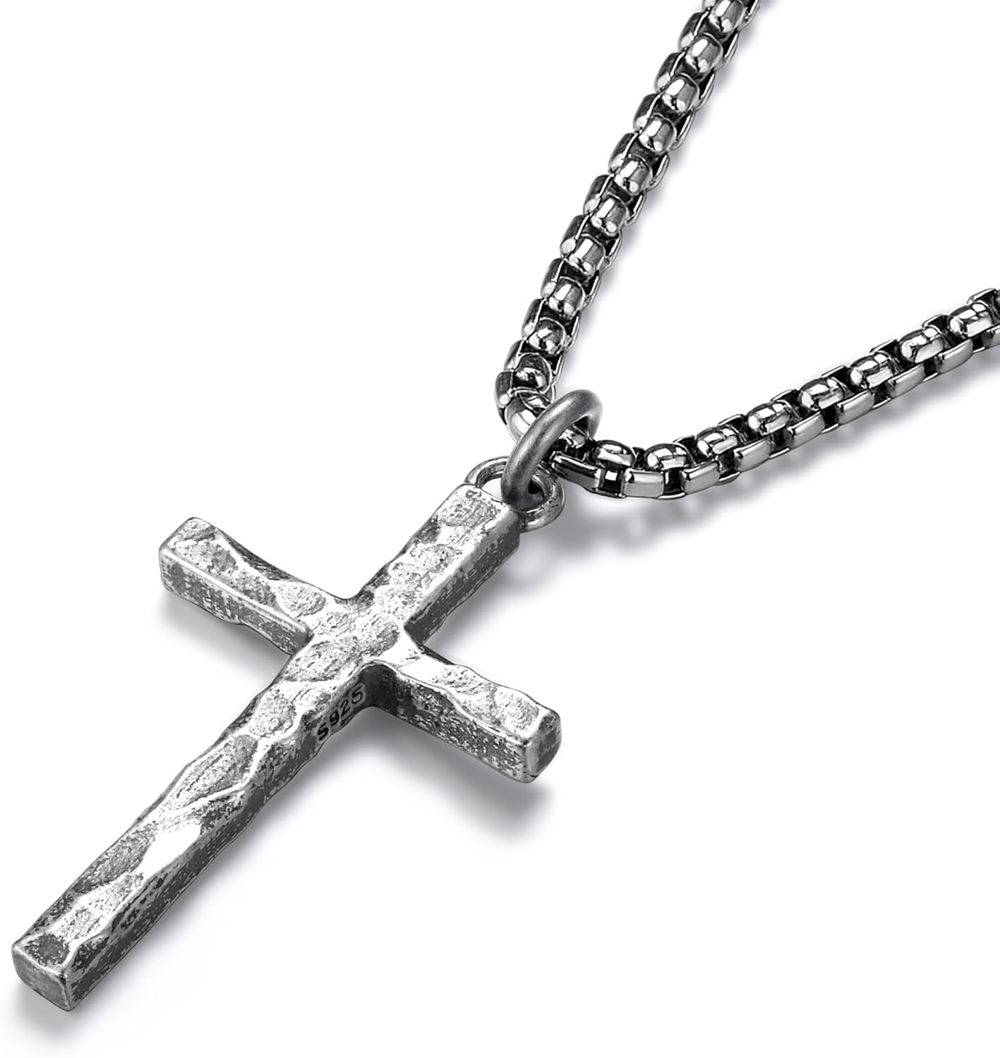 925 Sterling Silver Cross Necklace for Men - Unique Vintage Style