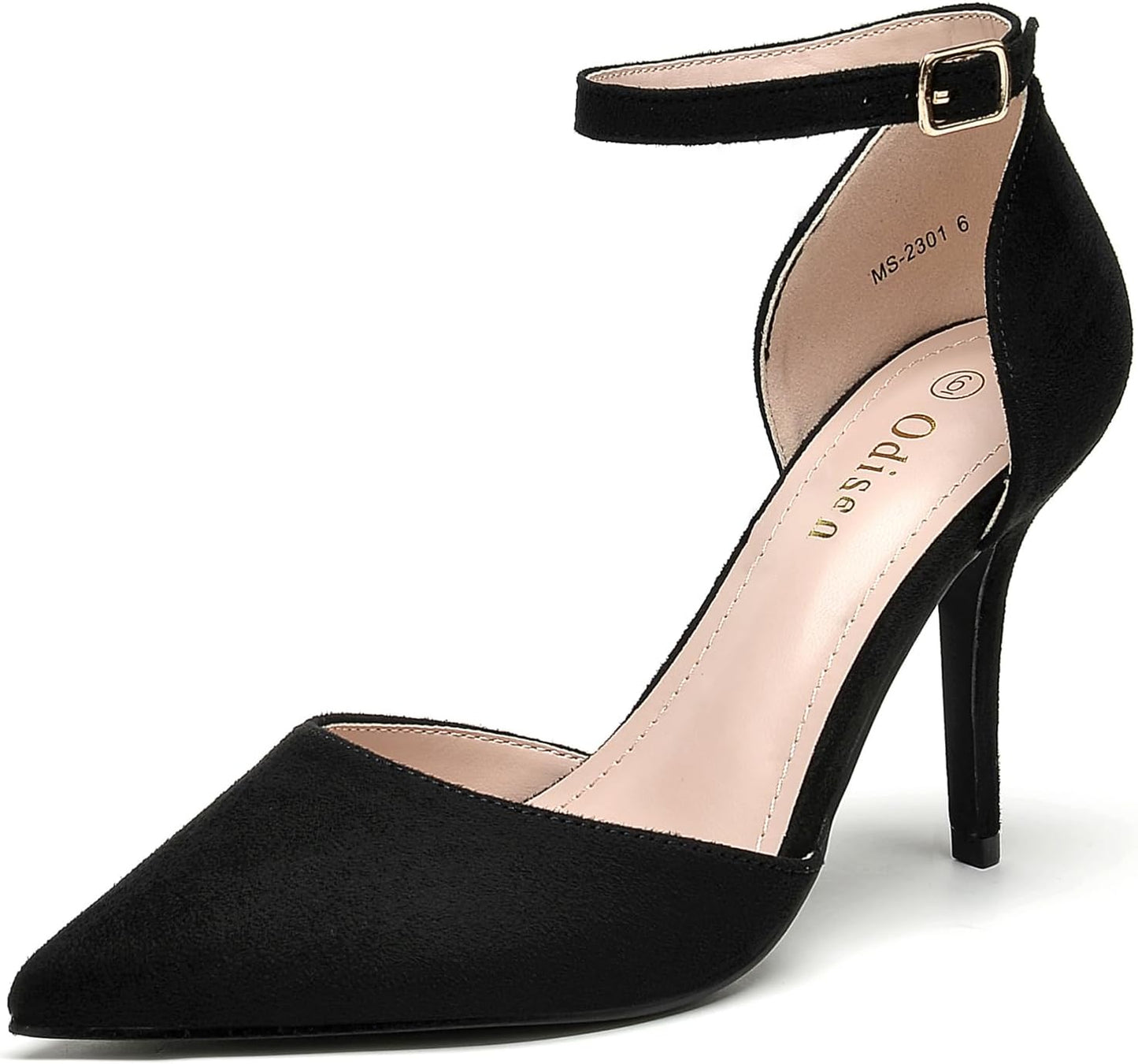 Odisen Women's 3.5 in High Heels Closed Toe Ankle Strap Shoes