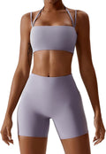 Women's 2-Piece High Waisted Workout Set - Crop Top & Biker Shorts