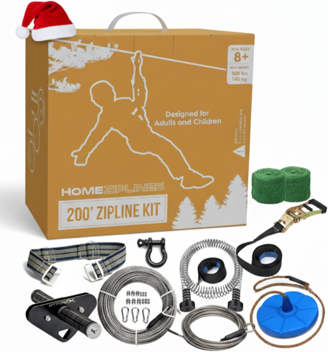 Zip Line for Kids and Adults - 200 Ft Backyard Adventure Kit