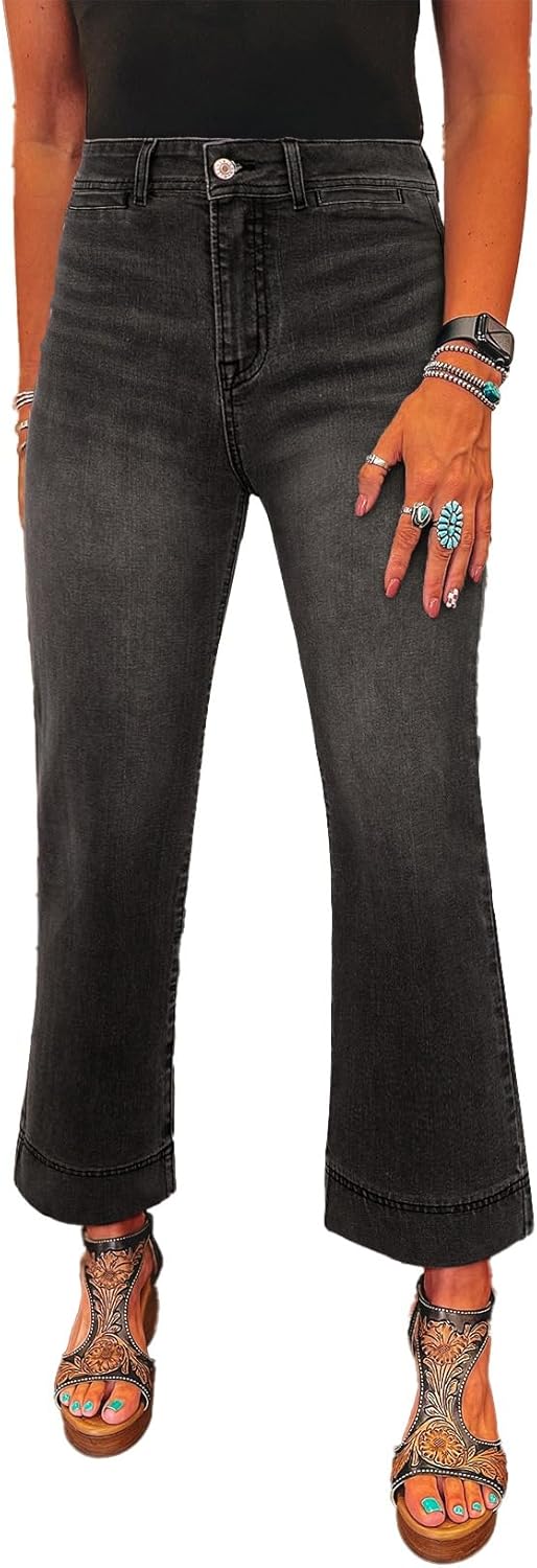 Trendy High Waisted Flare Jeans for Women by SHEWIN