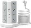 Fararaka Tower Power Strip: 20W PD USB-C, 13A Thicker Cord, 6FT Extension