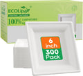 ECOLipak 6 in Compostable Square Paper Plates - Heavy Duty