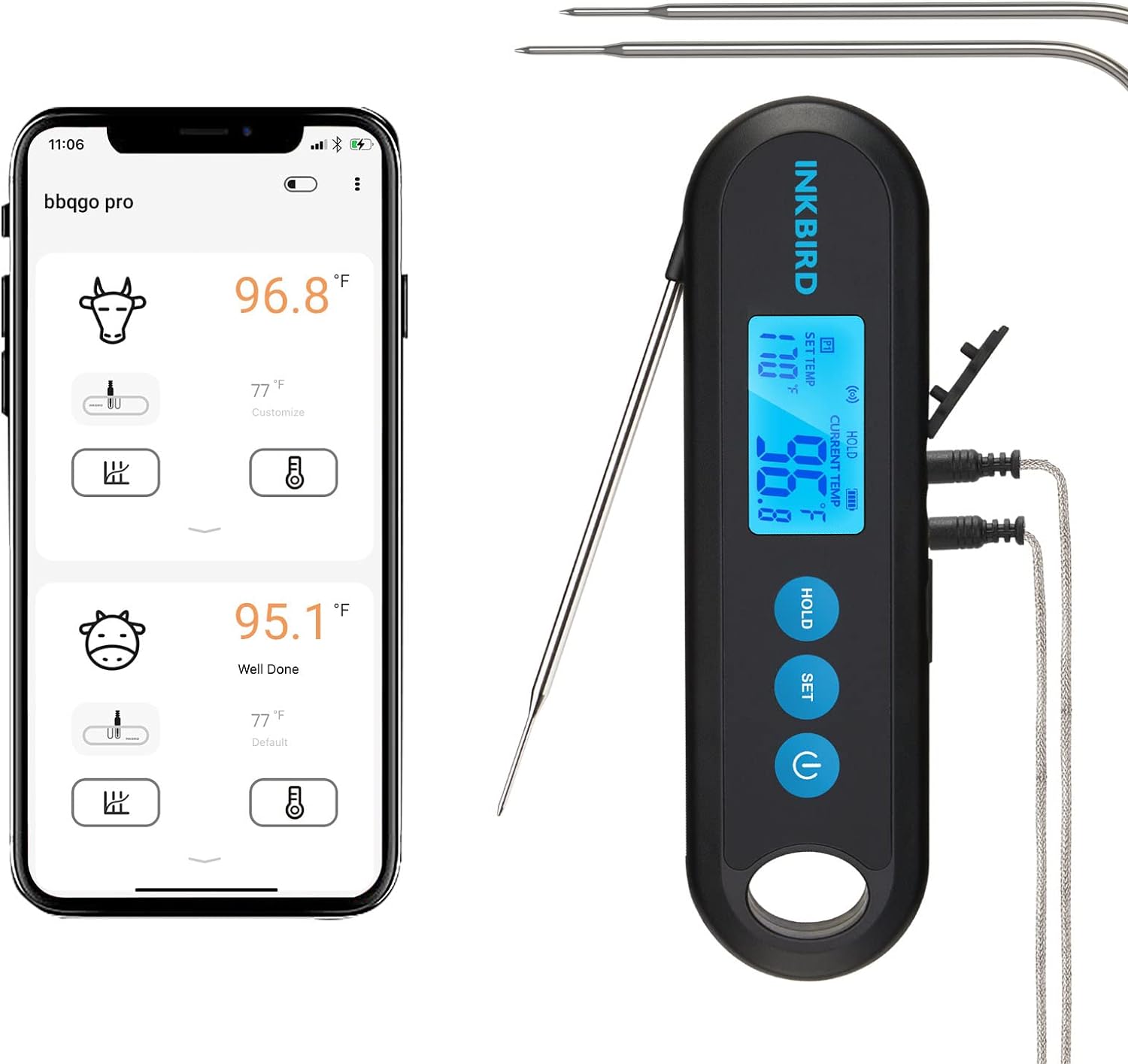 Inkbird Bluetooth BBQ Thermometer | Dual Probes, Waterproof, Rechargeable | Precision Monitoring