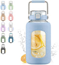 84oz Glass Water Bottle with Stainless Steel Handle - Blue 2.5L