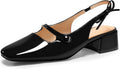 Coutgo Womens Mary Jane Slingback Chunky Low Heels (Style CZ77)