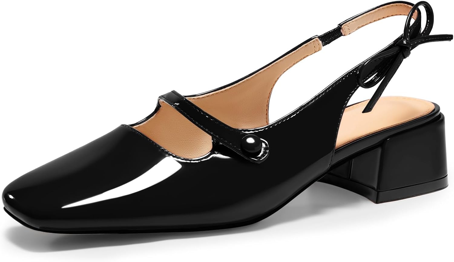 Coutgo Womens Mary Jane Shoes Slingback Chunky Low Heels