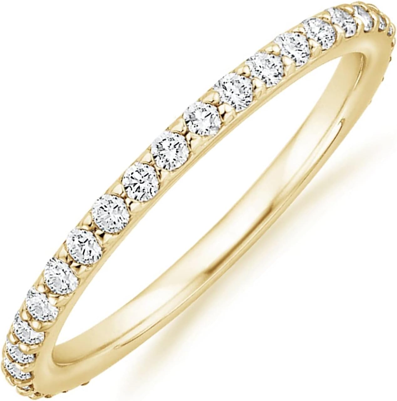 PAVOI 14K Gold Plated Eternity Ring for Dainty Wedding Jewelry