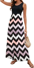 Sherosa Boho Chevron Floral Maxi Dress - Comfortable Summer Wrap