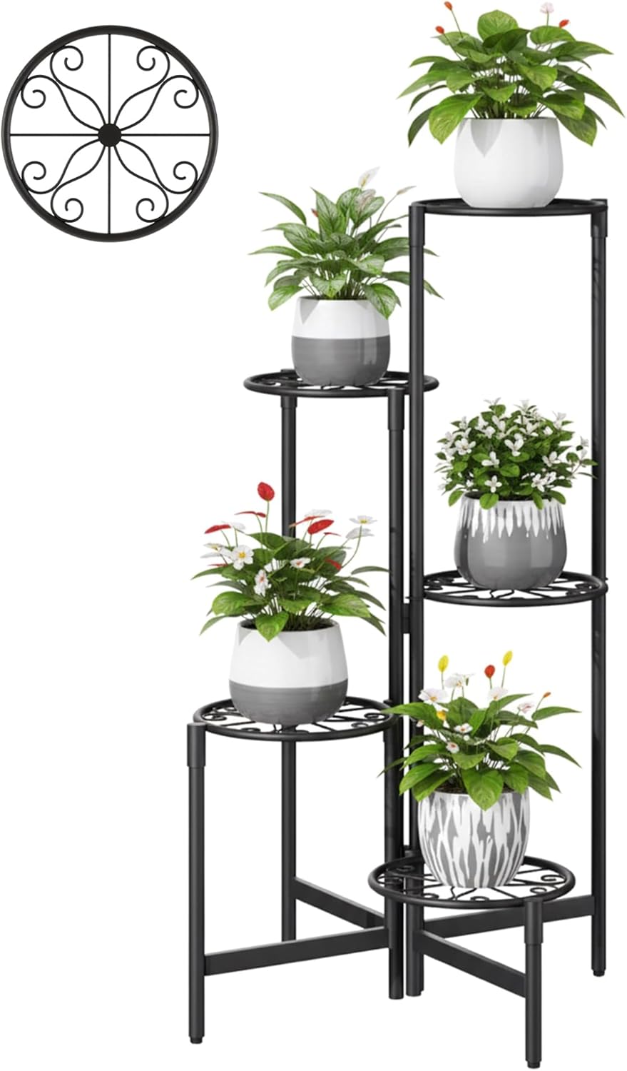 5 Tier Metal Plant Stand for Indoor Outdoor Use and Display