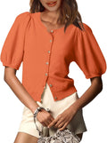 Womens Puff Short Sleeve Knit Cardigan - Lightweight Summer Layer
