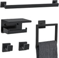 5 Piece Black Towel Bar Set Bathroom Hardware Combo - Matte Black