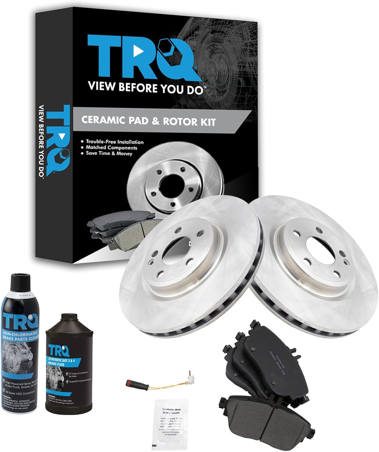 TRQ Front Brake Pad & Rotor Kit for INFINITI QX30 & CLA250