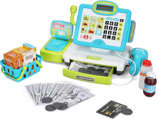 Interactive Cash Register Toy Set - 45 pcs Pretend Play Fun!