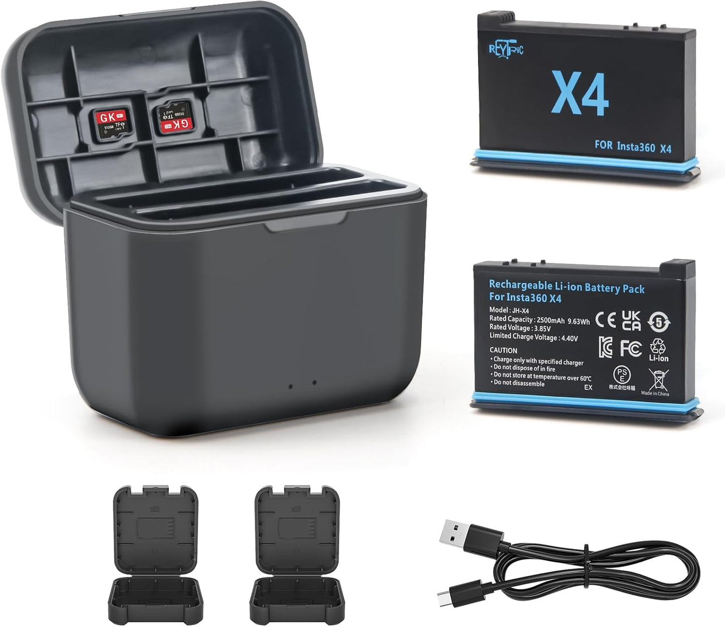 Upgrade 2-Pack 2500mAh Replacement Batteries for Insta360 X4