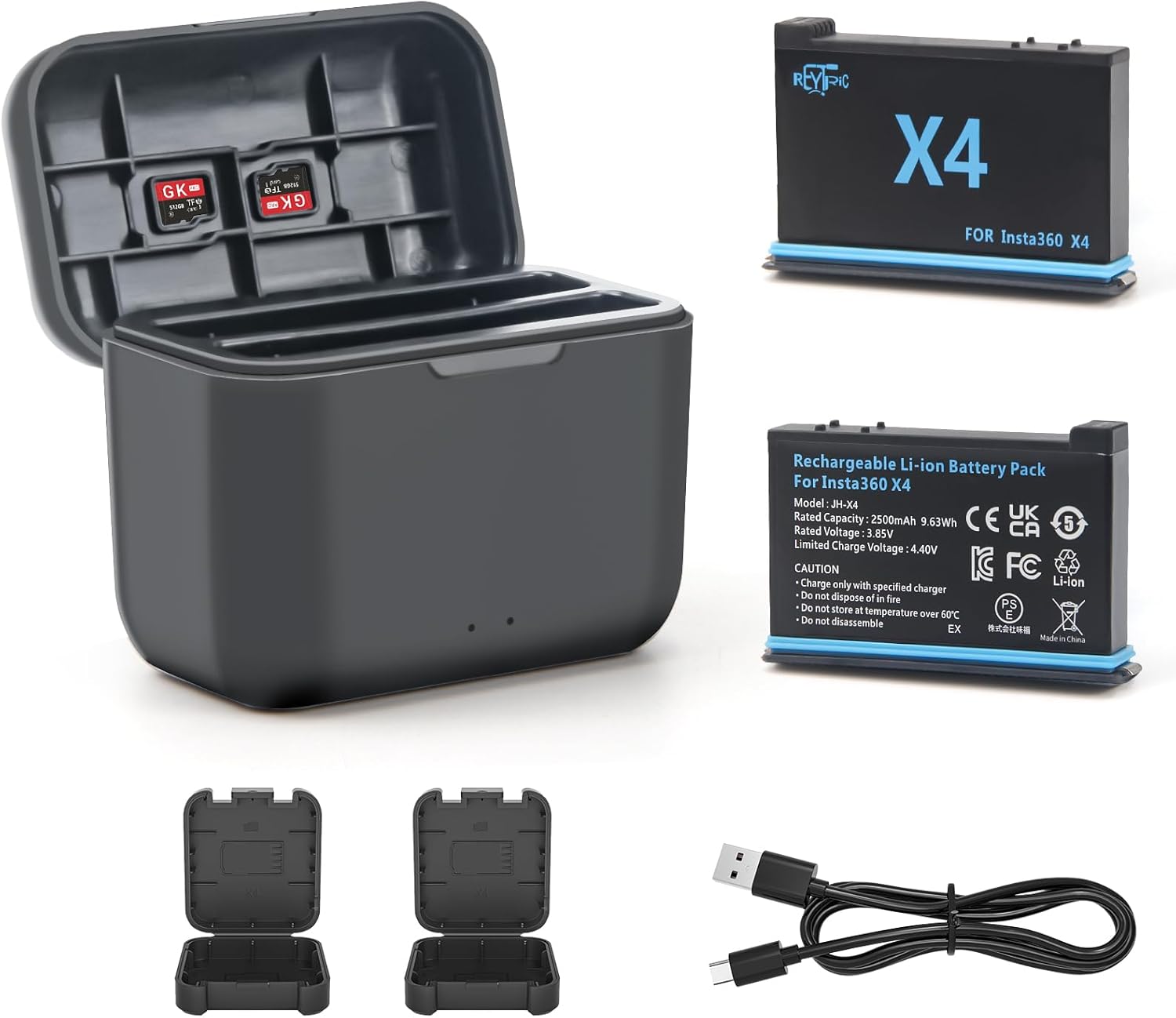Upgrade 2-Pack 2500mAh Replacement Batteries for Insta360 X4