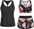 Yonique 3 Piece Athletic Tankini Swimsuit Set - Supportive, Coverage