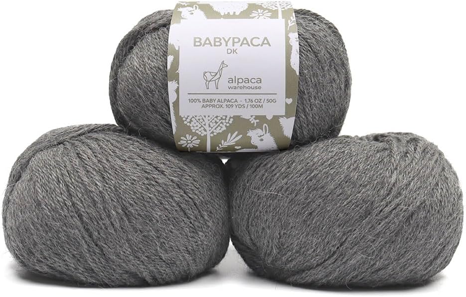 100% Baby Alpaca Yarn Wool Set of 3 Skeins for Knitting