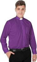 Mens Tab-Collar Long Sleeves Clergy Shirt - Comfortable Traditional