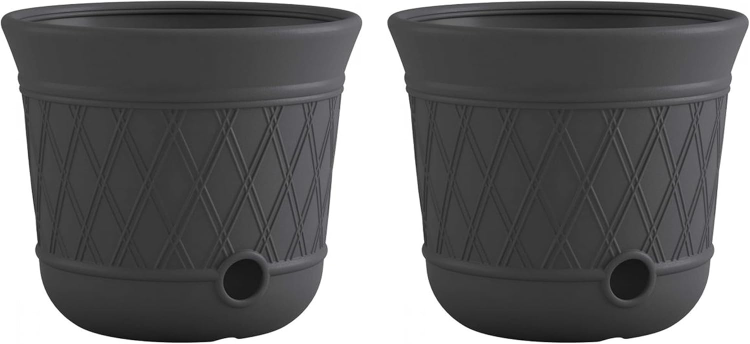 Suncast Decorative Weatherproof Outdoor Garden Hose Storage Pot