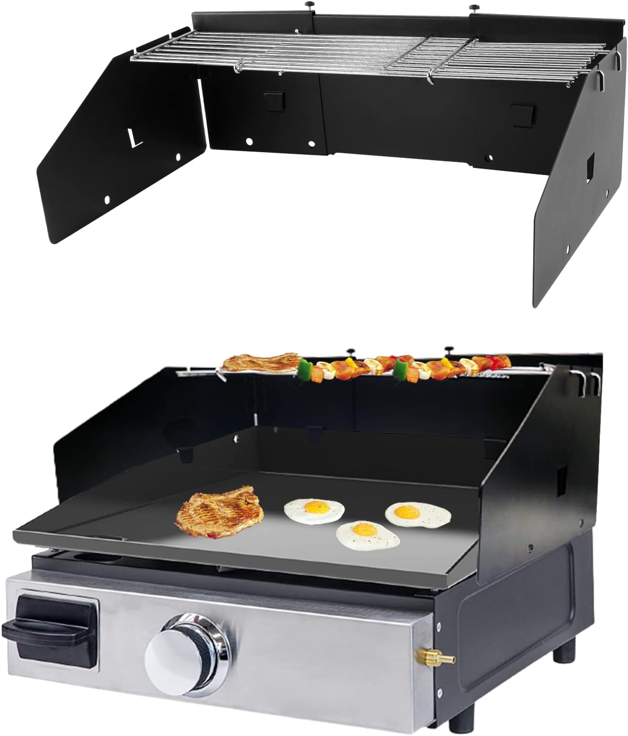 Universal Wind Guard and Griddle Warming Rack Set for Griddles