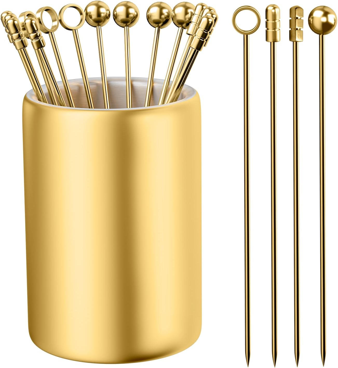 304 Stainless Steel Cocktail Picks Set, Reusable Garnish Skewers - THECOSKY