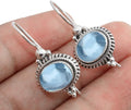 Solid 925 Sterling Silver Blue Topaz Dangling Earrings - Elegant Gift