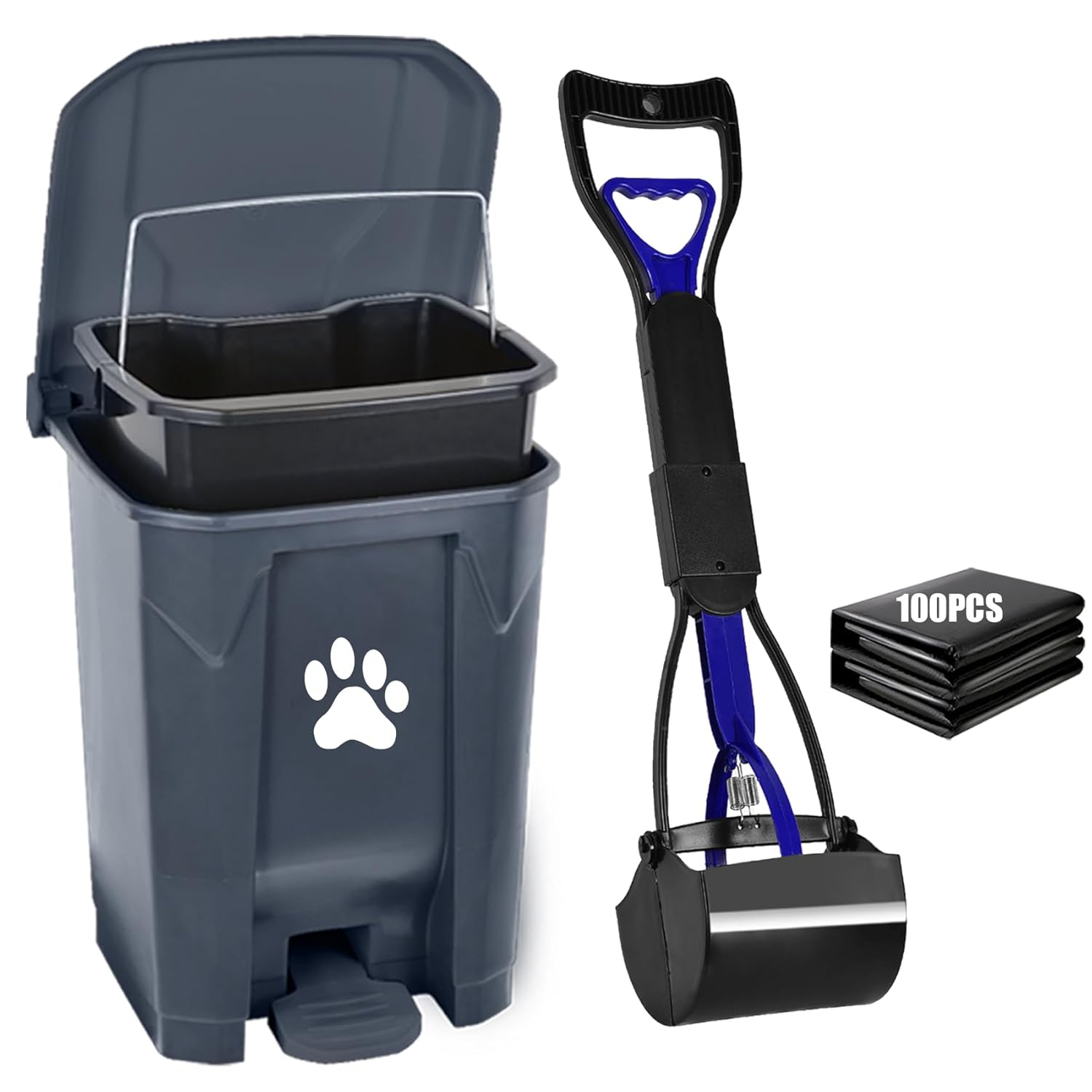 Outdoor Dog Poop Trash Can with Pooper Scooper for Easy Cleanup