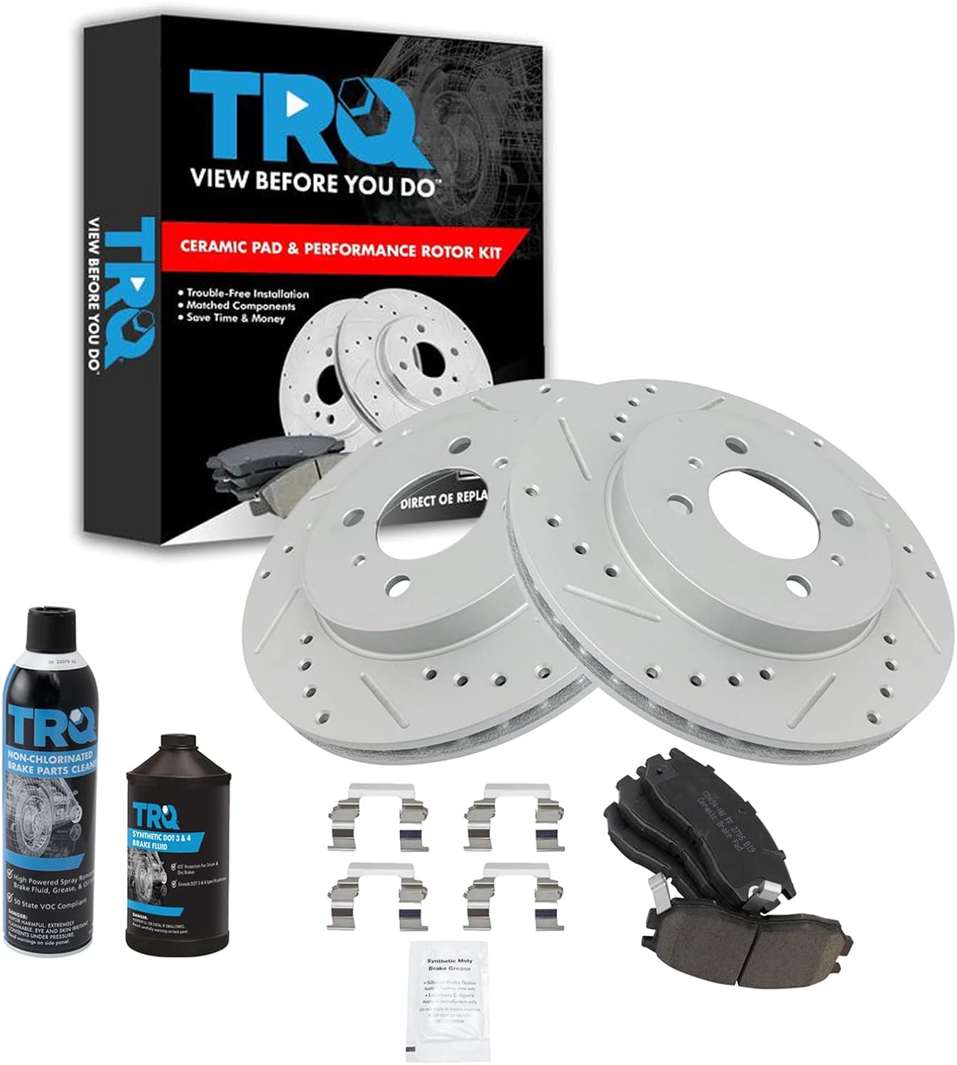 TRQ Front Performance Brake Pad & Rotor Kit for Mitsubishi Mirage