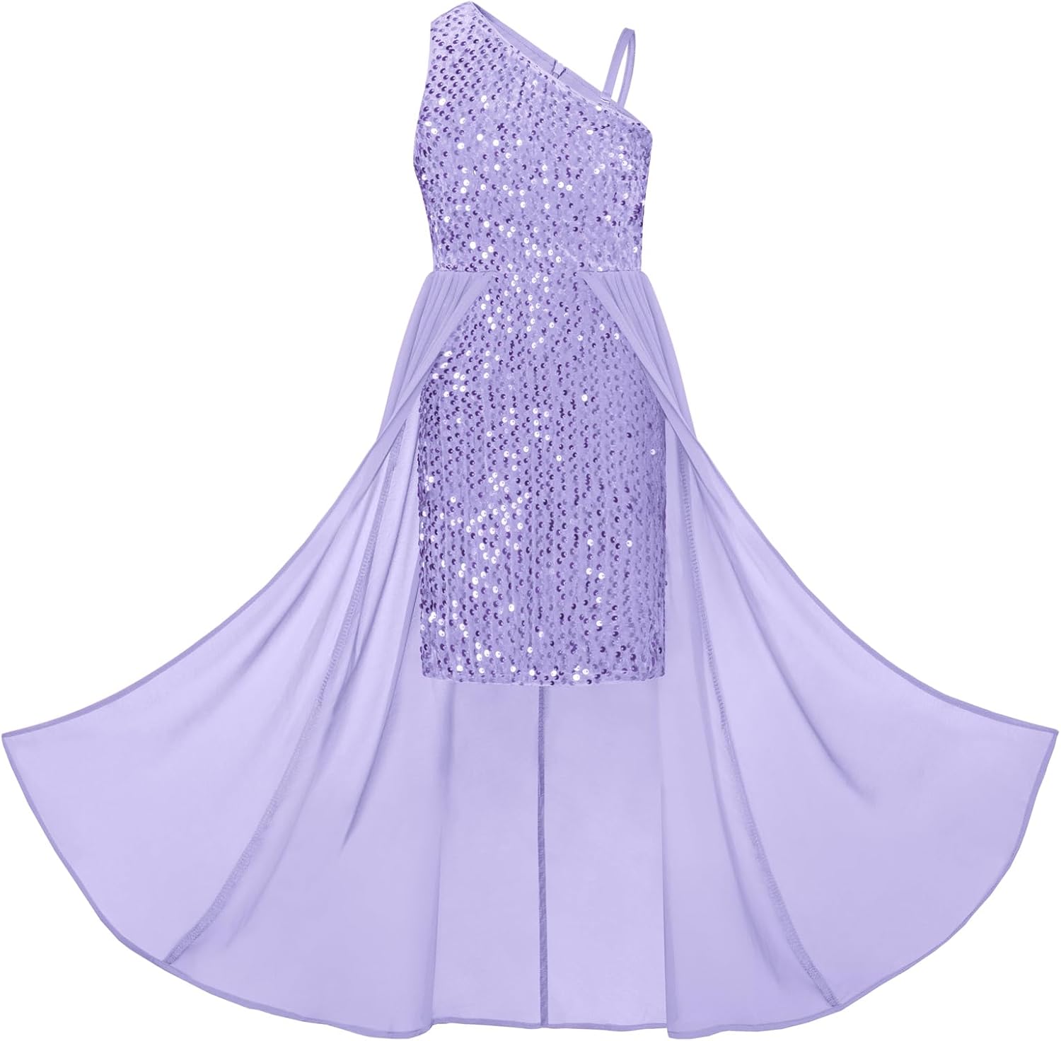 Chic One Sleeve Girls Sequin Dress for Parties and Events