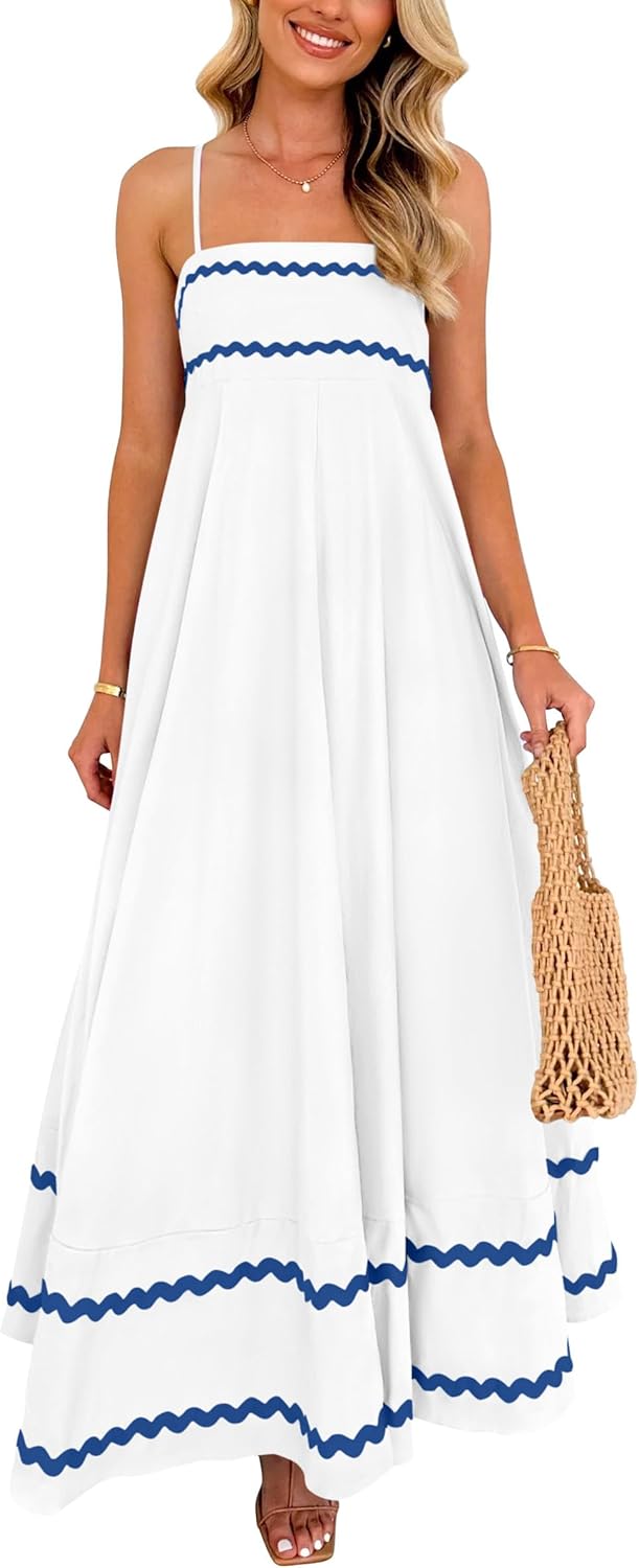 PRETTYGARDEN Women's Summer Flowy Maxi Dress for Beach Fun
