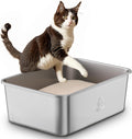 Stainless Steel Litter Box for Large Cats - High Sided, Easy Clean