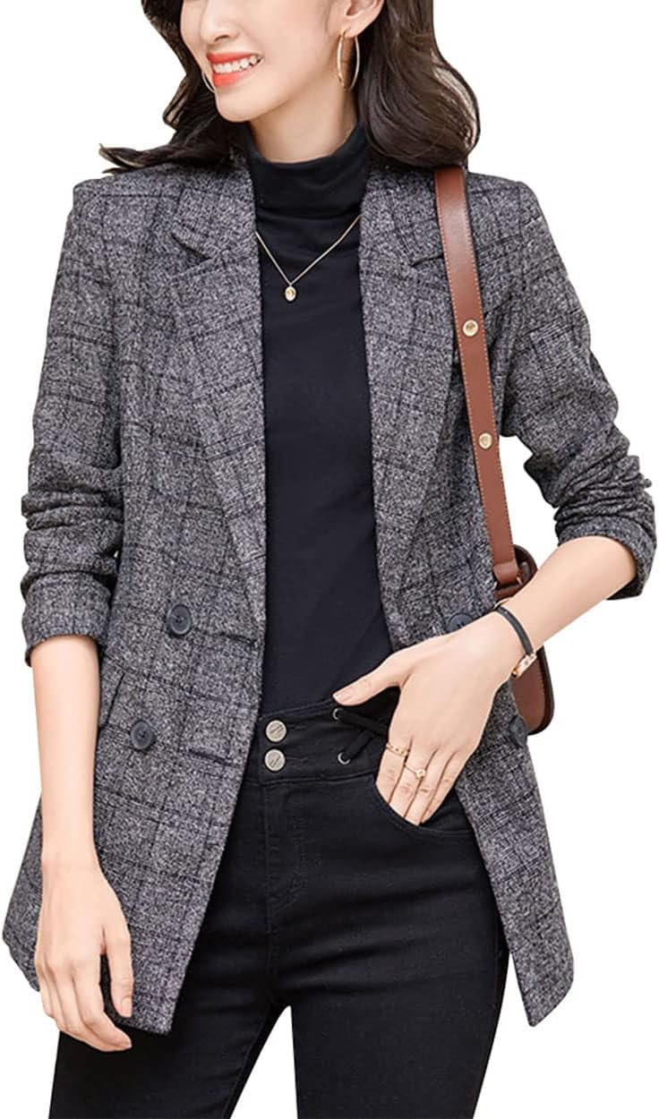 Stylish Women's Notch Lapel 2 Button Boyfriend Blazer Coat
