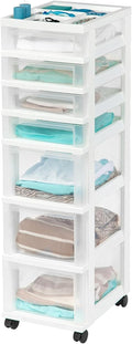 Plastic Drawer Storage Organizer Rolling Cart - 7-Drawer Mobile