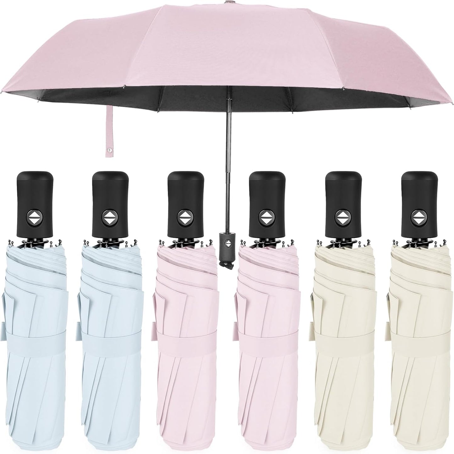 Compact Travel Umbrella Set of 6 for Windproof Protection