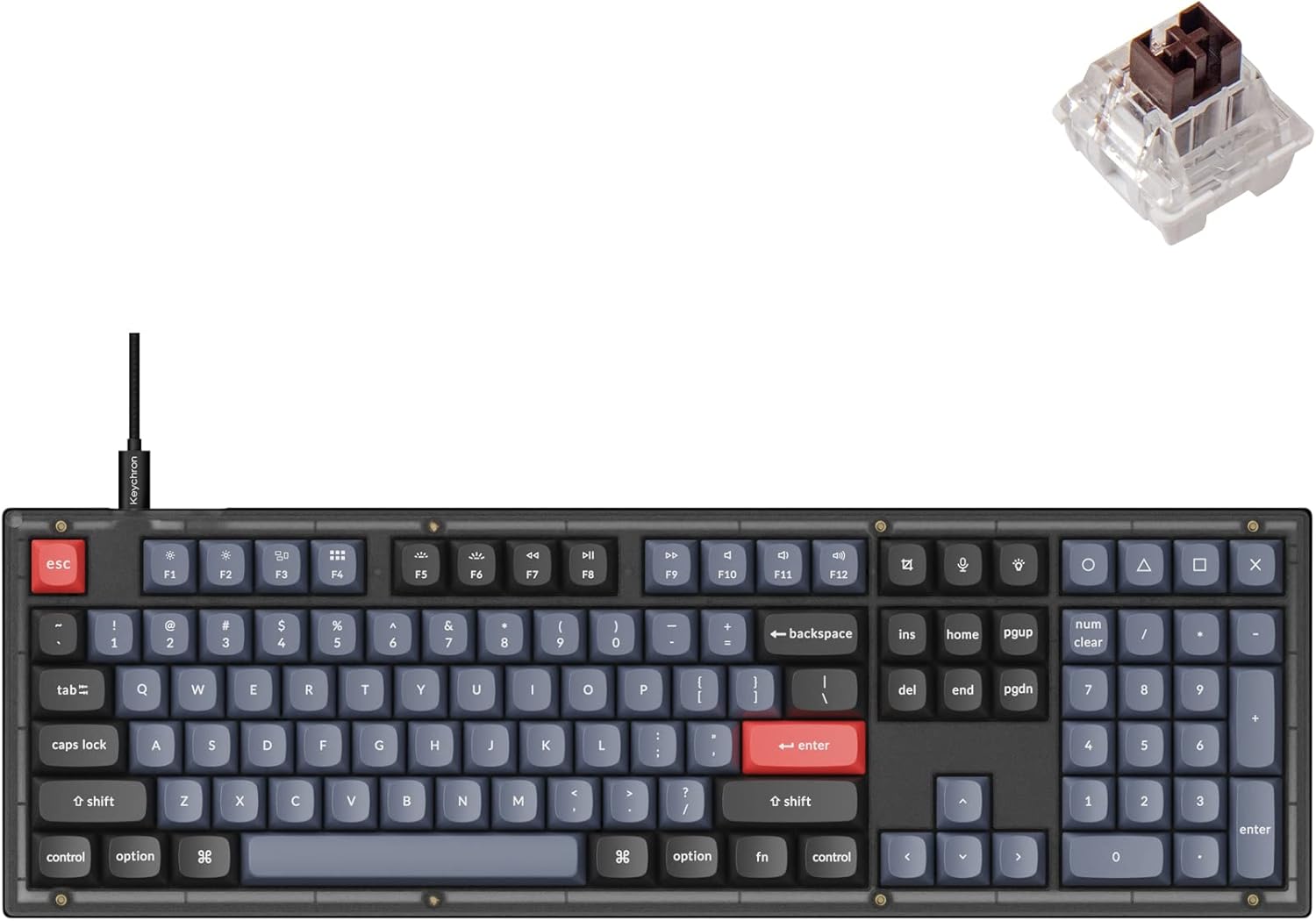 Keychron V6 Custom Mech Keyboard, Hot-swappable Keychron K Pro Brown Switch, Mac/Win/Linux